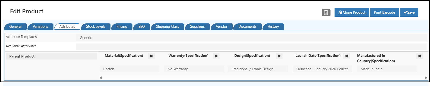 Product Specification
