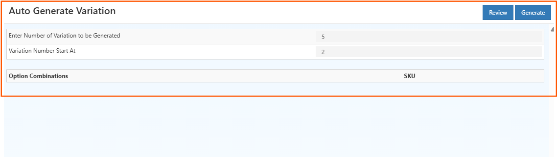 Auto Generate Variation