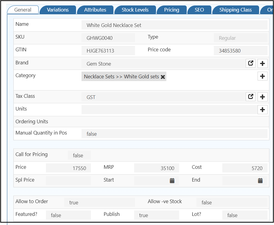 Generalsectionproduct
