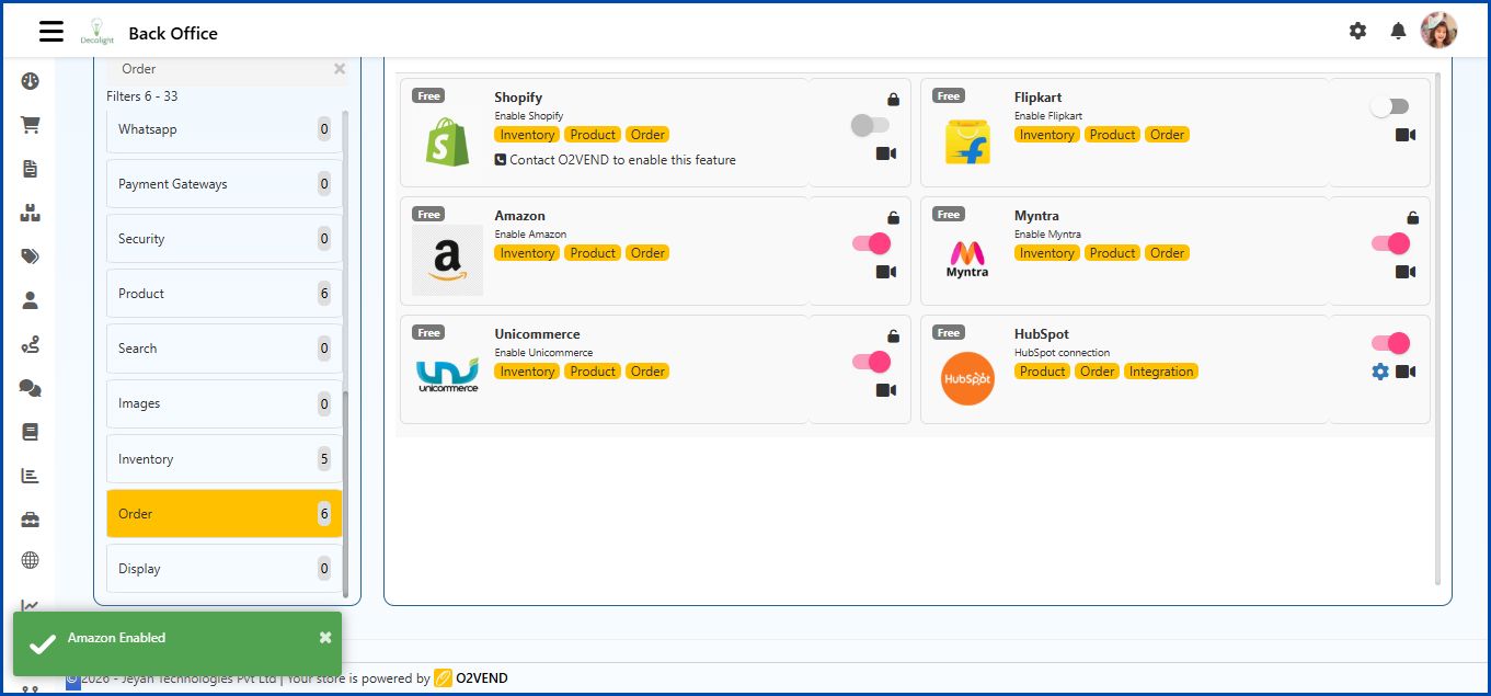 Amazon Integration in O2VEND