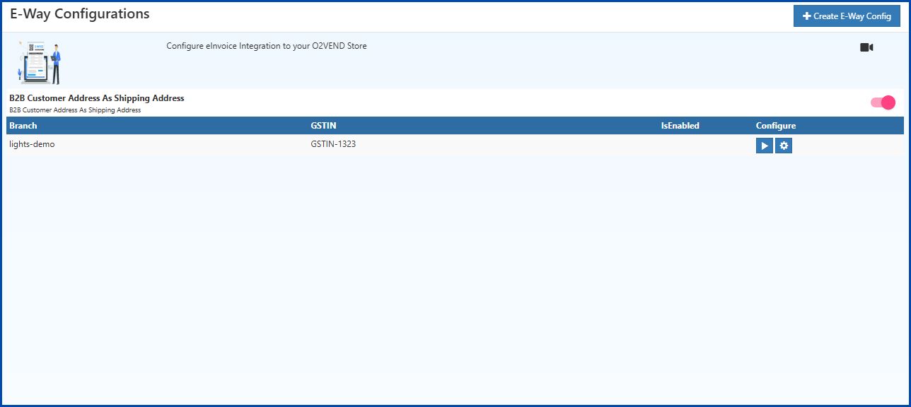 E-Way Integration in O2VEND