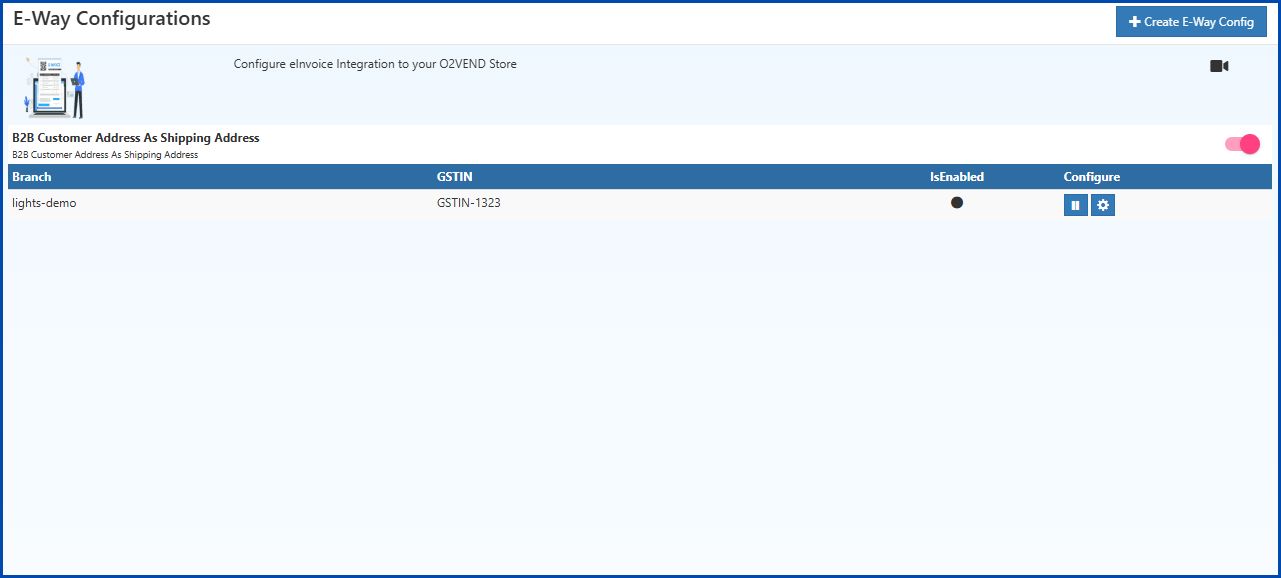 E-Way Integration in O2VEND