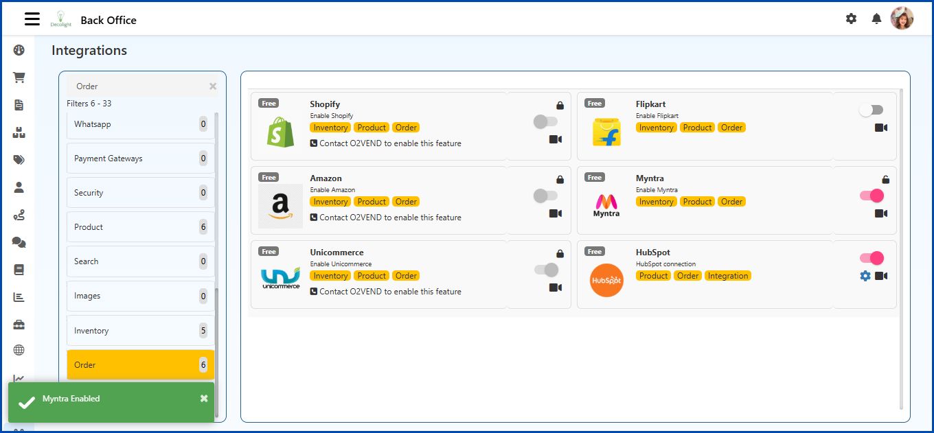 Myntra Integration in O2VEND