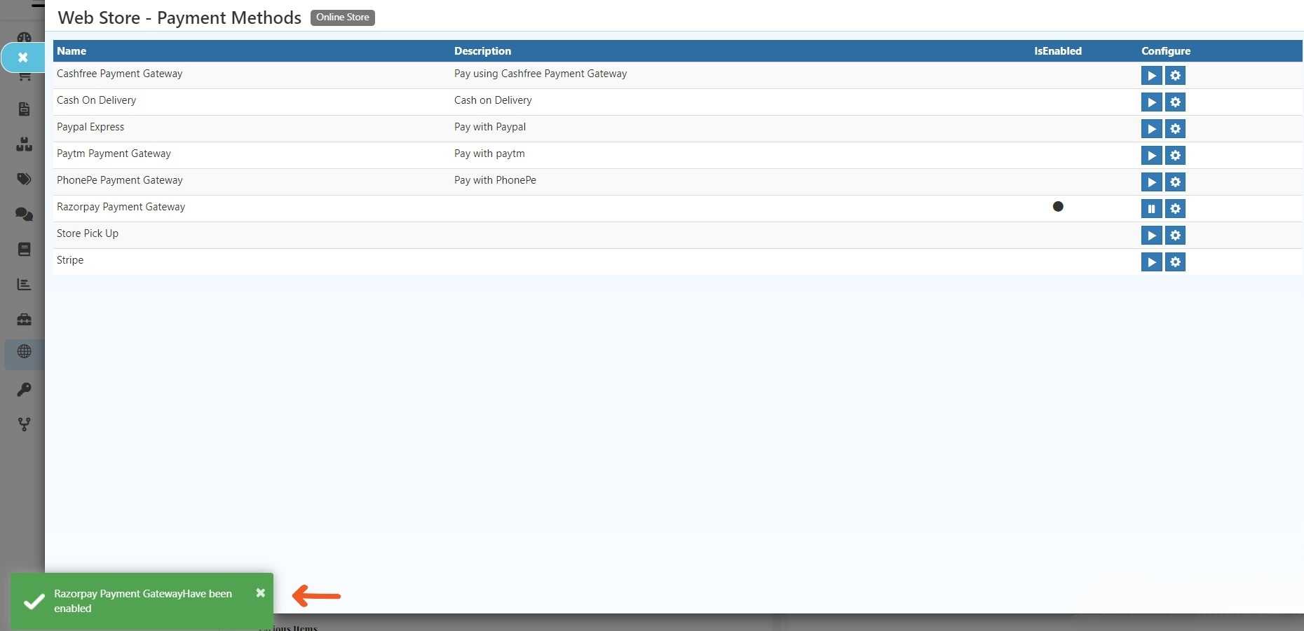 Razorpay Integration in O2VEND