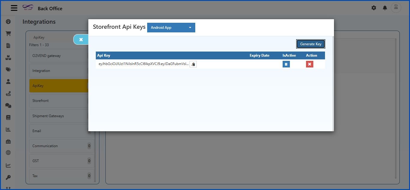 Storefront API Keys in O2VEND