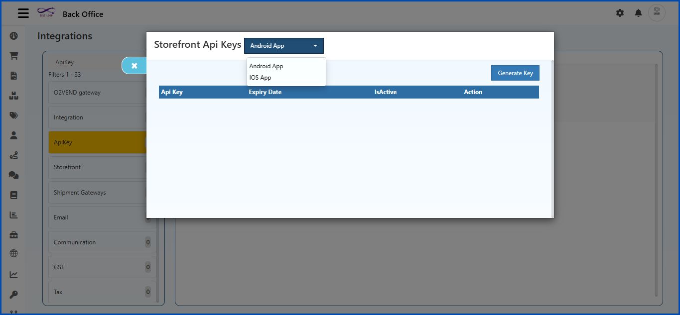 Storefront API Keys in O2VEND