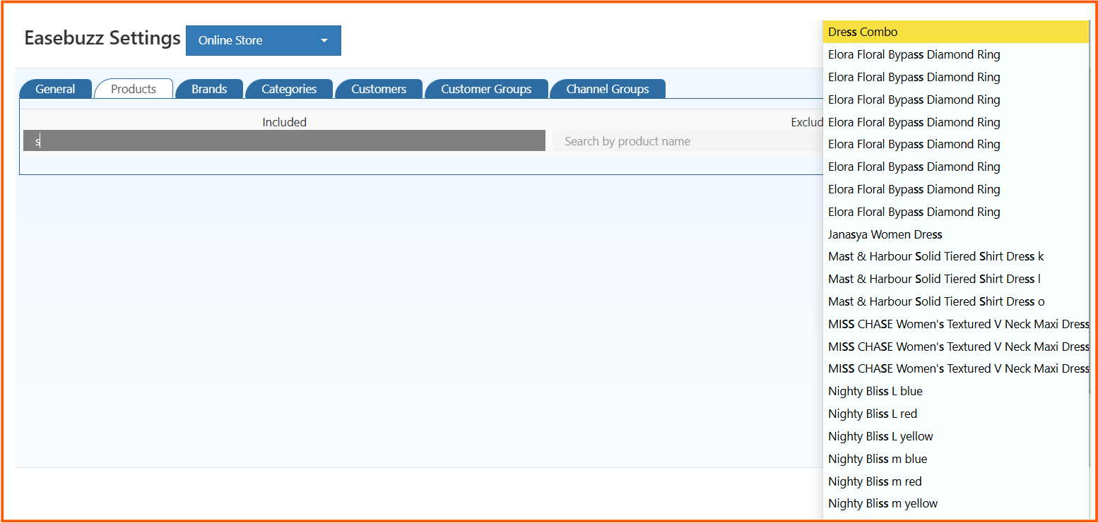 Easebuzz Products Filter