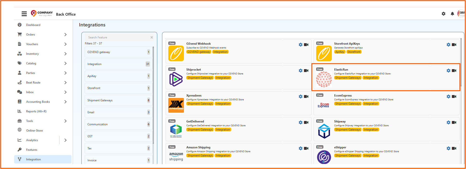 ElasticRun Integration List