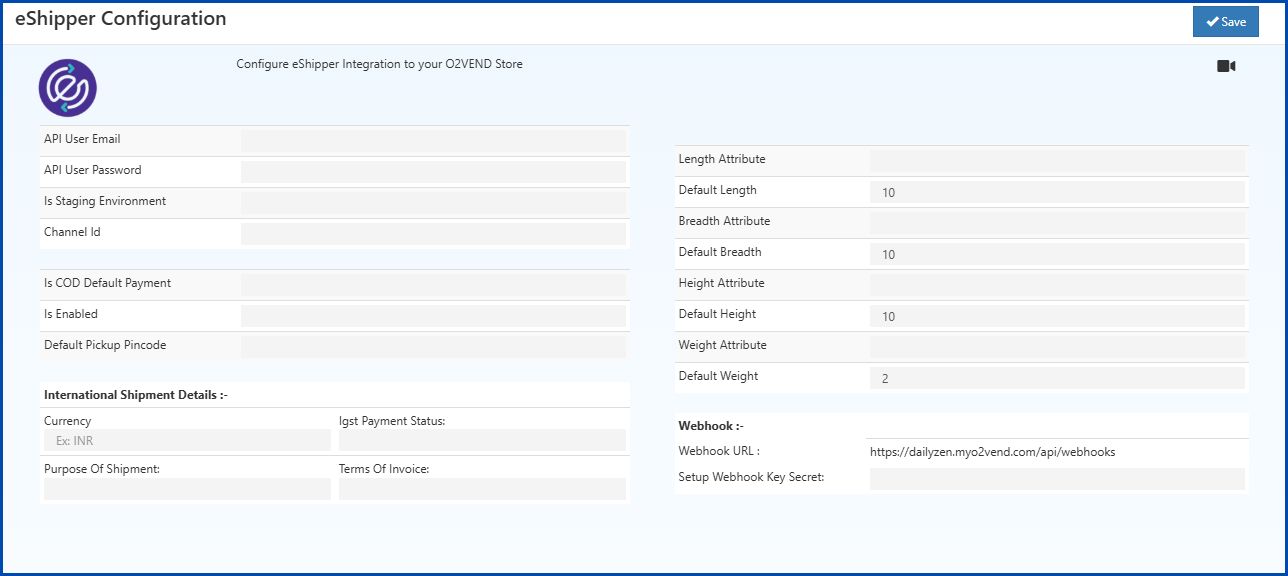 eShipper Integration in O2VEND