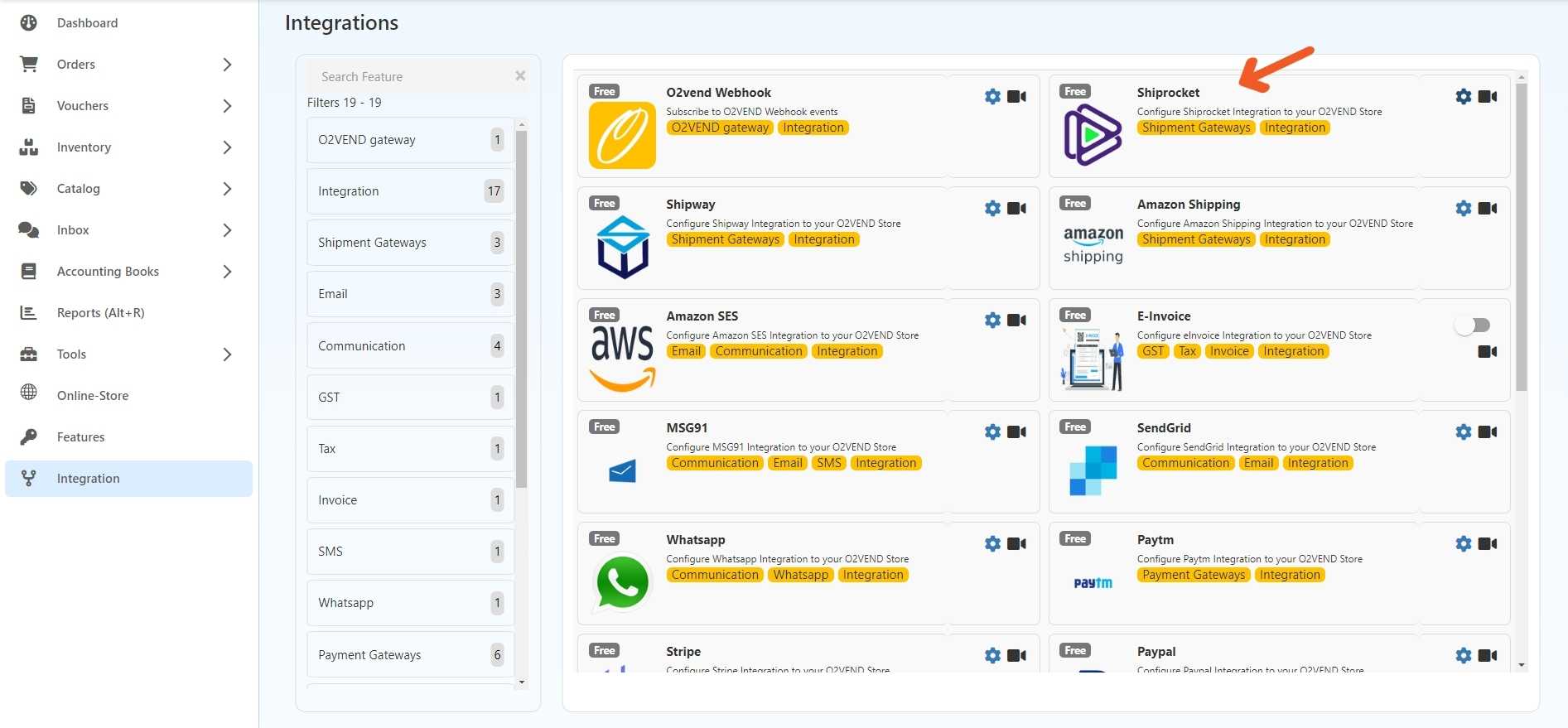 Shiprocket Integration in O2VEND