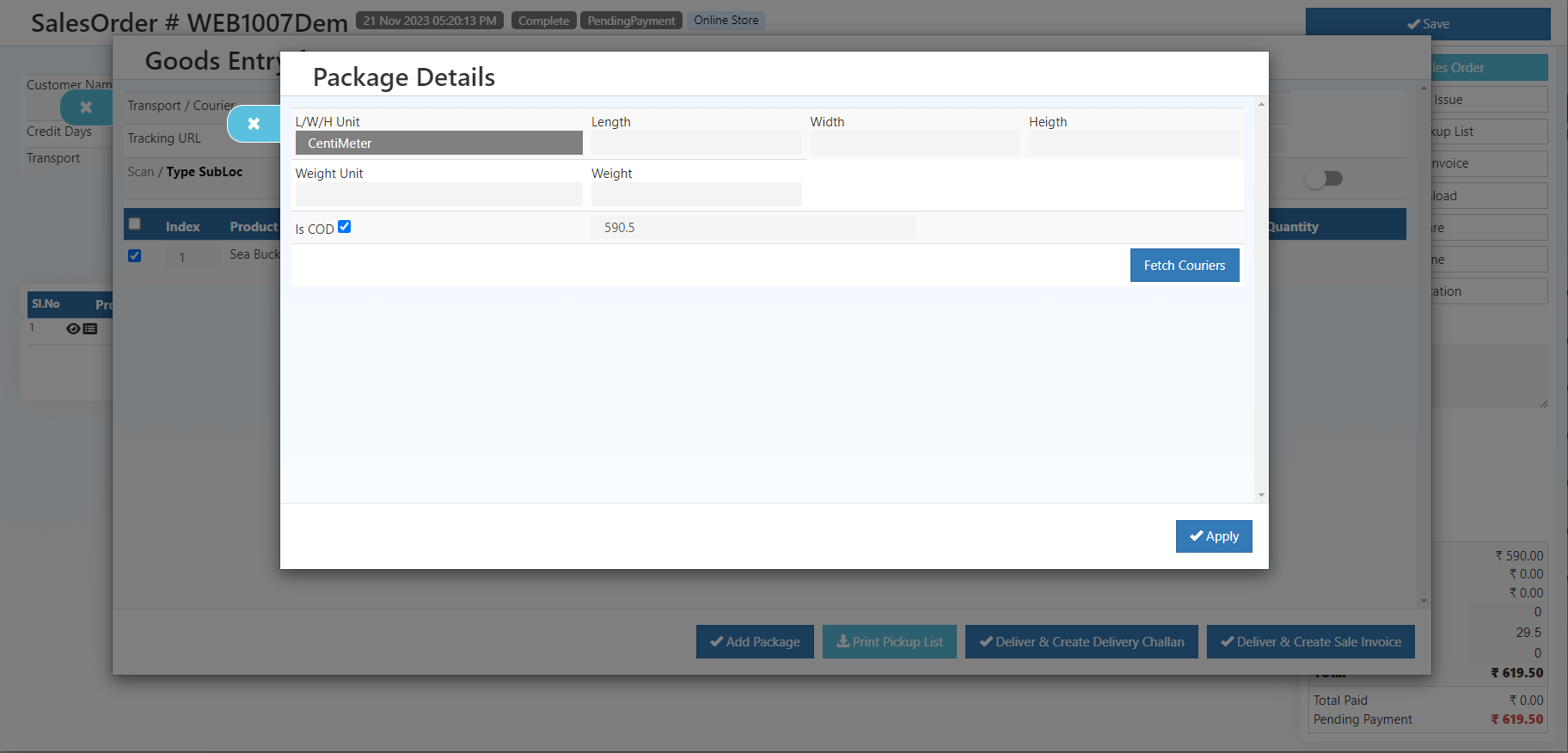 Shipway Integration in O2VEND