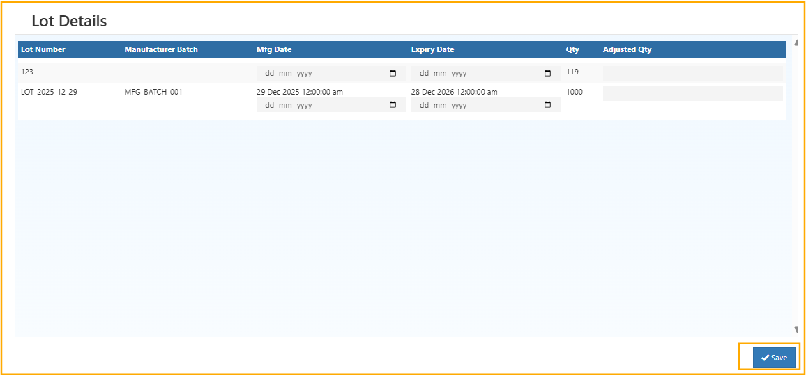 viewlotin stockquantity