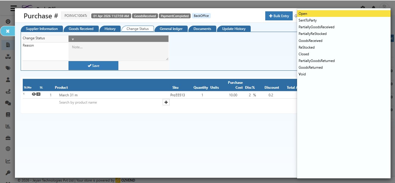 Change Status Dropdown
