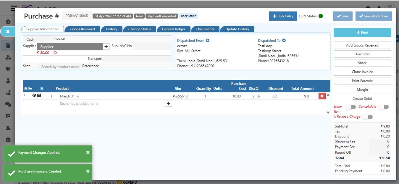Purchase Invoice Saved