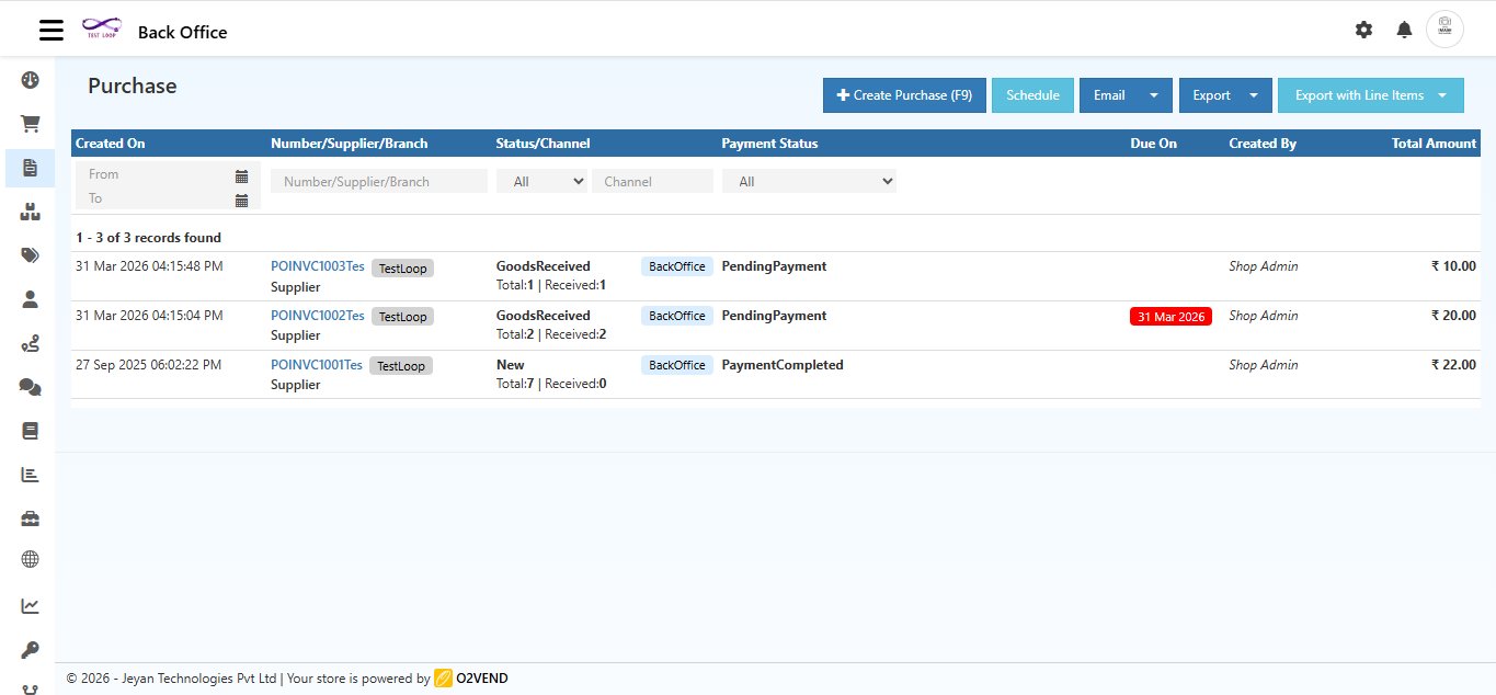 Purchase List with Export Options