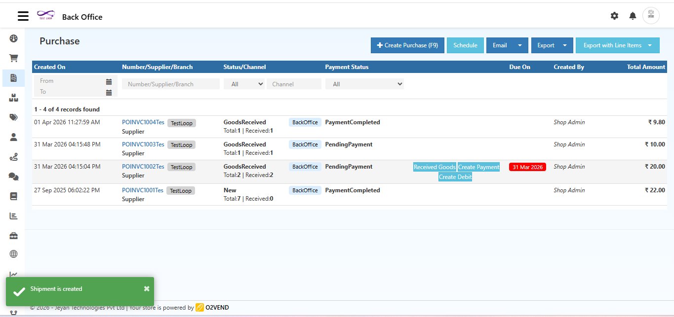 Purchase Invoice List with Actions