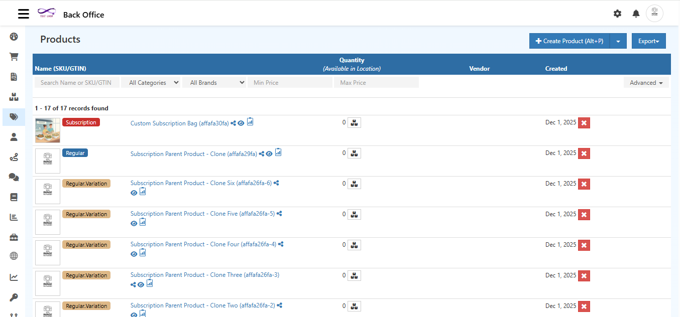 Show Variation in Backoffice