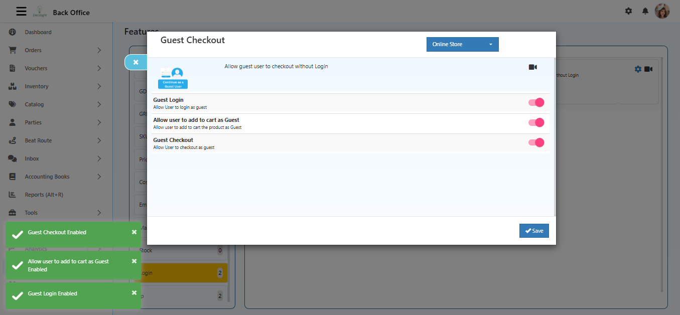 Guest Checkout Feature in O2VEND