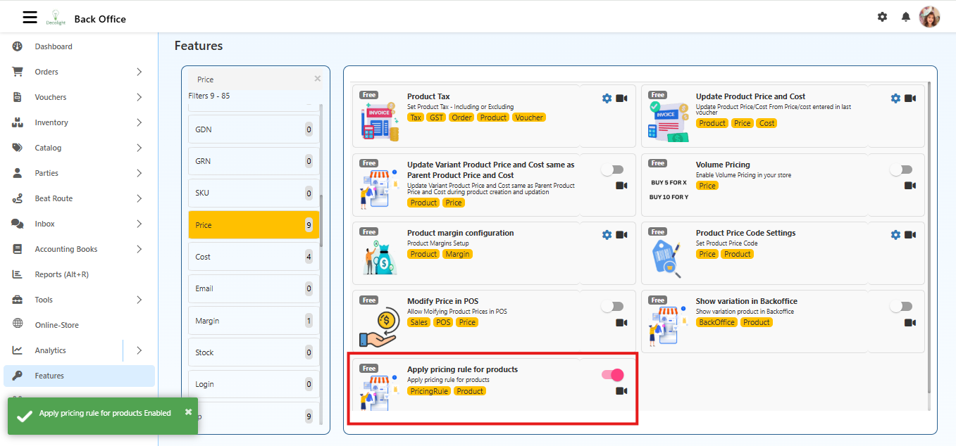 Pricing Rules in O2VEND