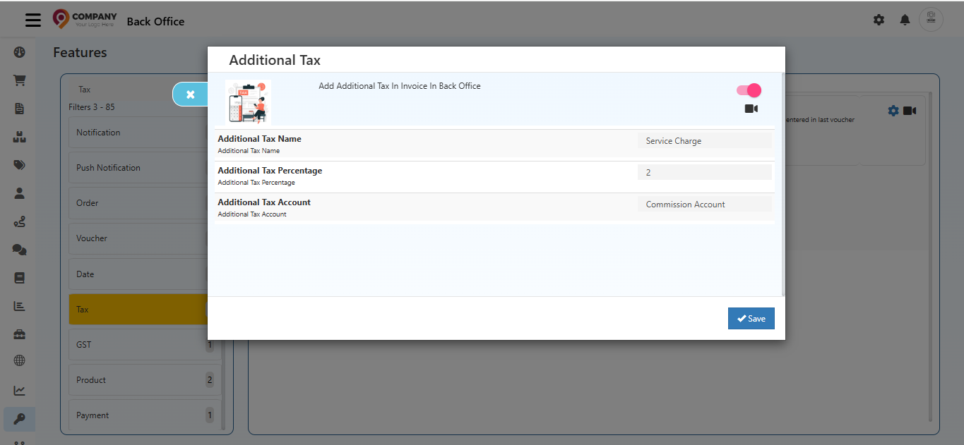 Additional Tax in O2VEND