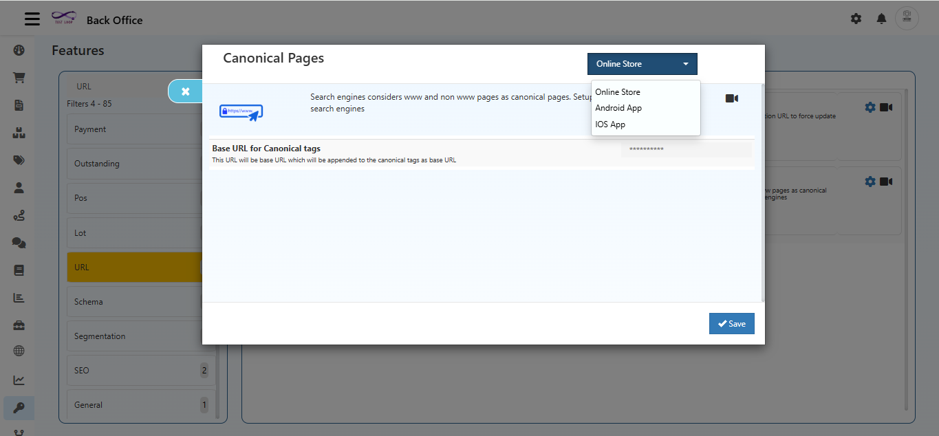 URL Features in O2VEND