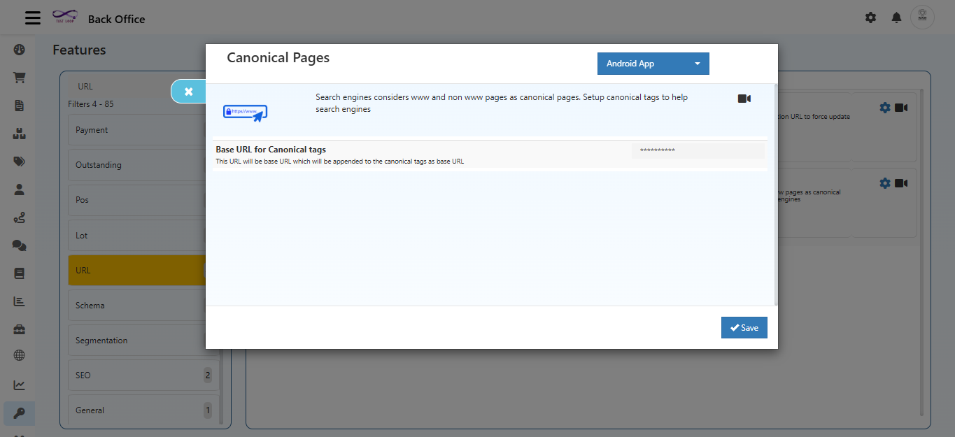 URL Features in O2VEND