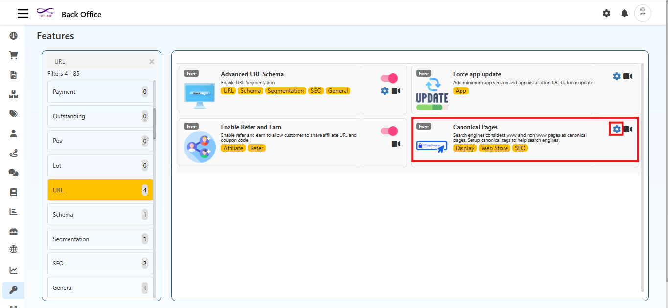 URL Features in O2VEND