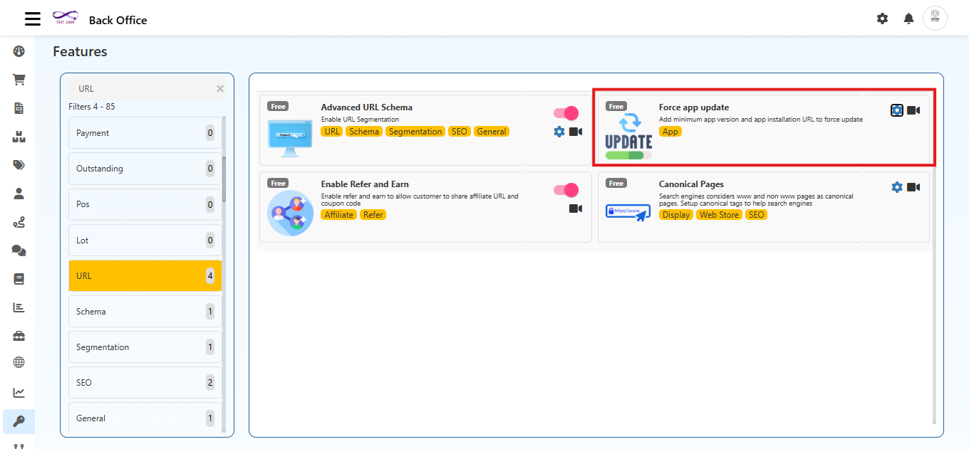 URL Features in O2VEND