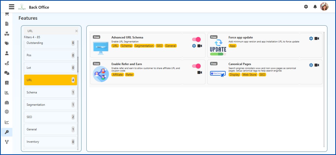 URL Features in O2VEND