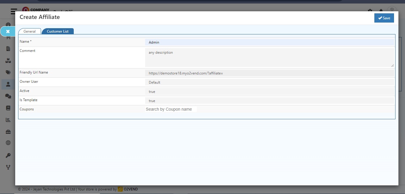URL Features in O2VEND