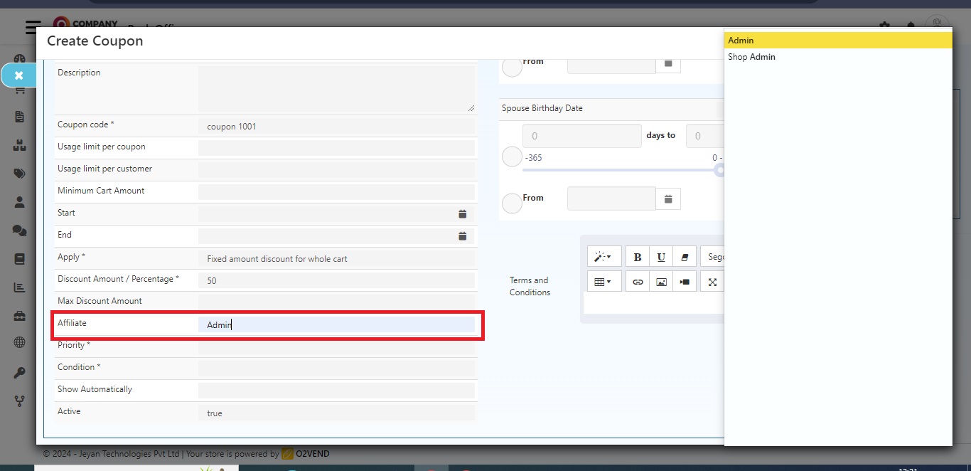 URL Features in O2VEND