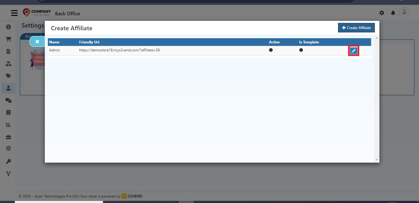 URL Features in O2VEND