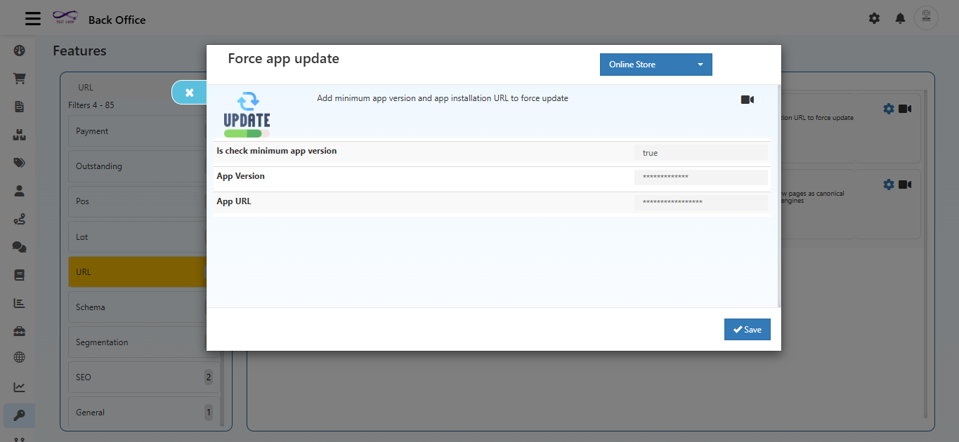 URL Features in O2VEND