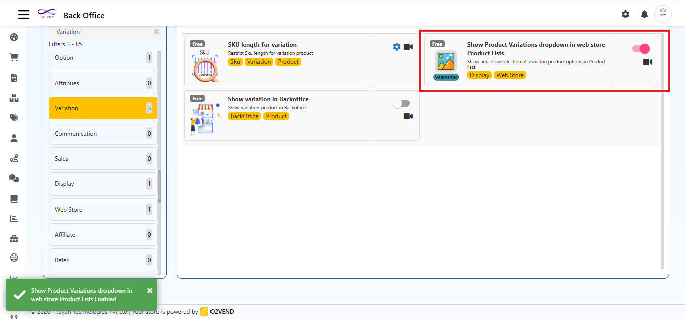 Show Product Variations Dropdown in Web Store Product Lists