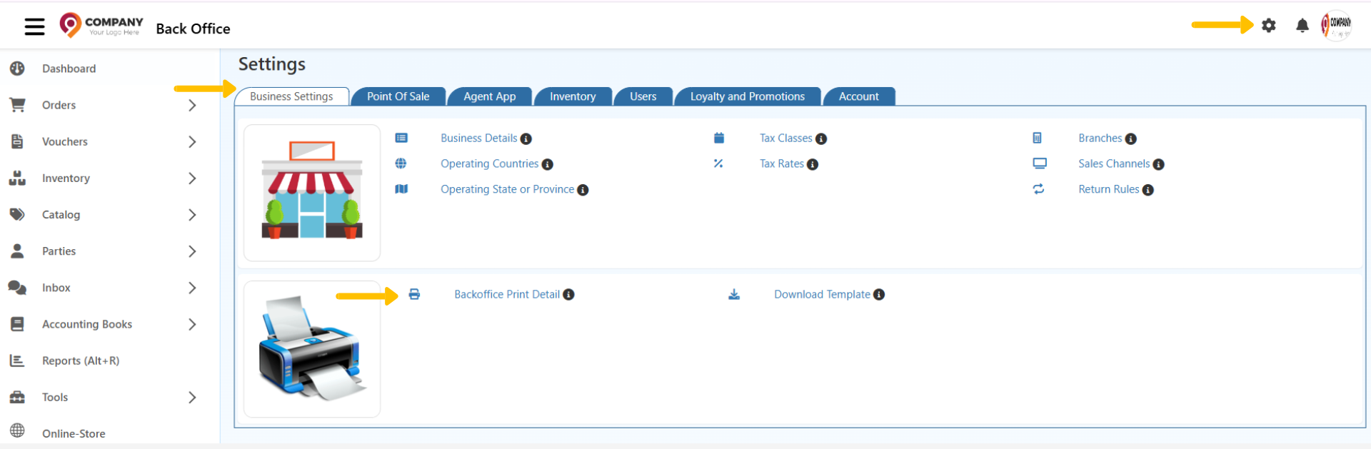 Back Office Print Details – O2VEND Settings Guide