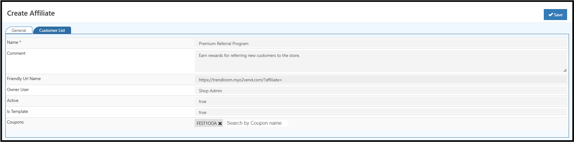 O2VEND Affiliate Program Setup