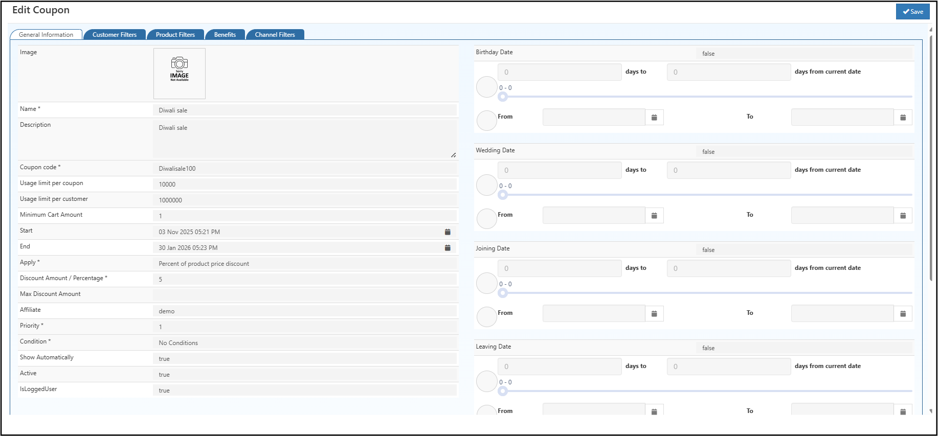 Setup the Promotions