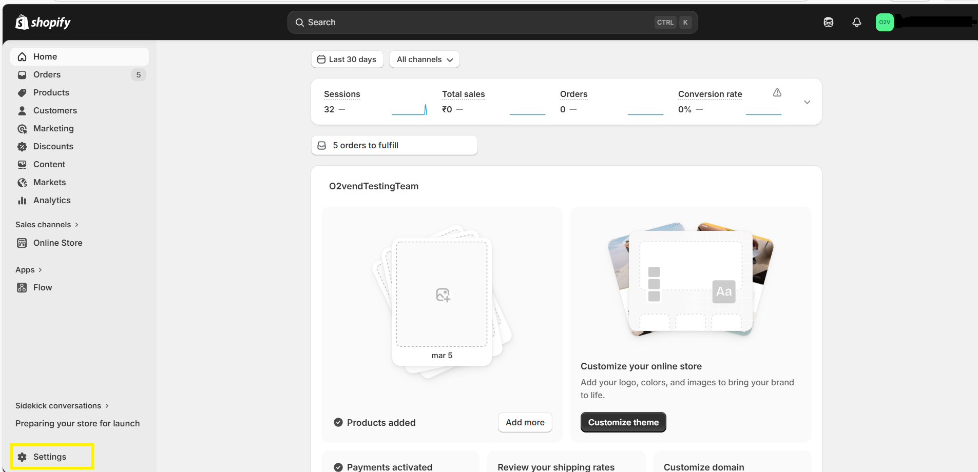 Shopify Store Settings