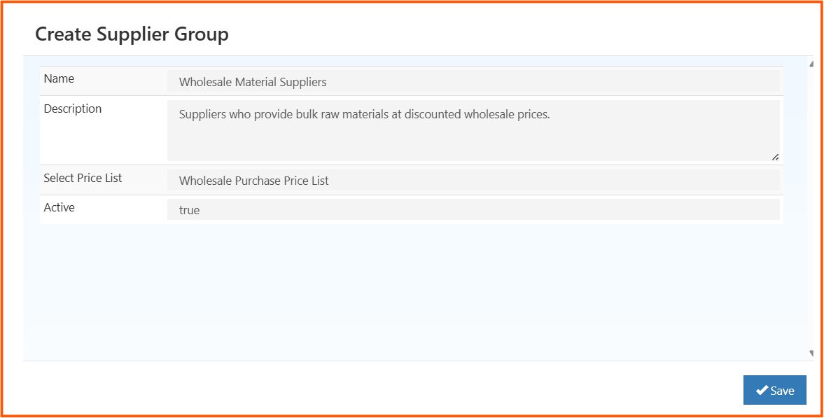 create supplier group