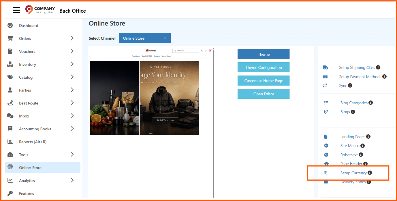 Currency navigation in Online Store