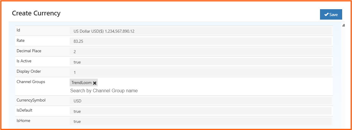 Create currency form