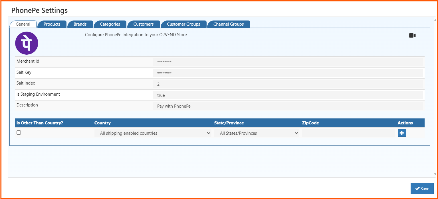 PhonePe payment gateway settings