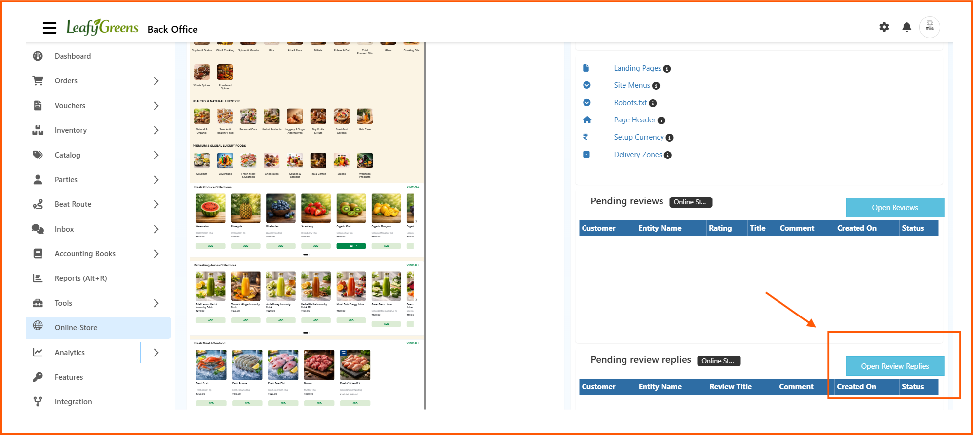 Open review replies from Online Store