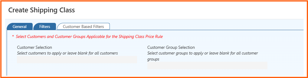Create shipping class customer based filters
