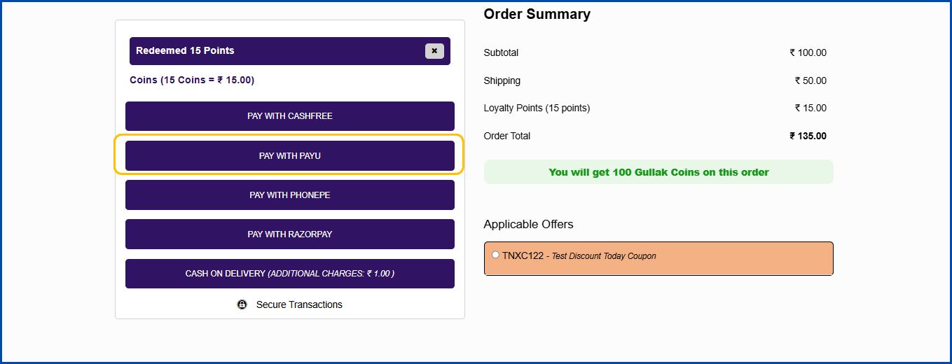 PayU Money Payment Gateway Integration for O2VEND Stores