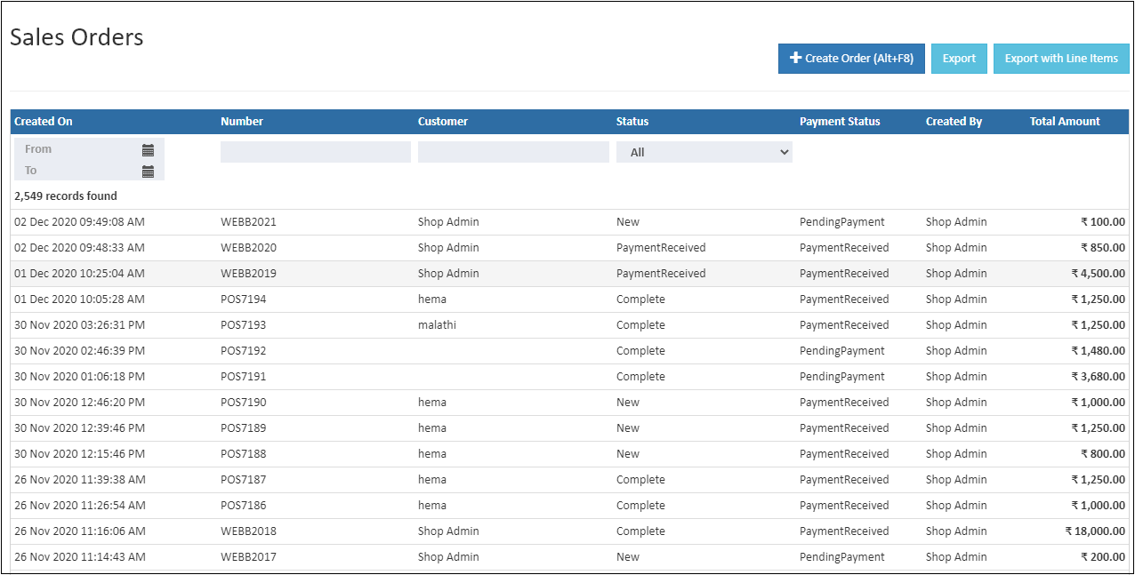 Manage Sales Orders