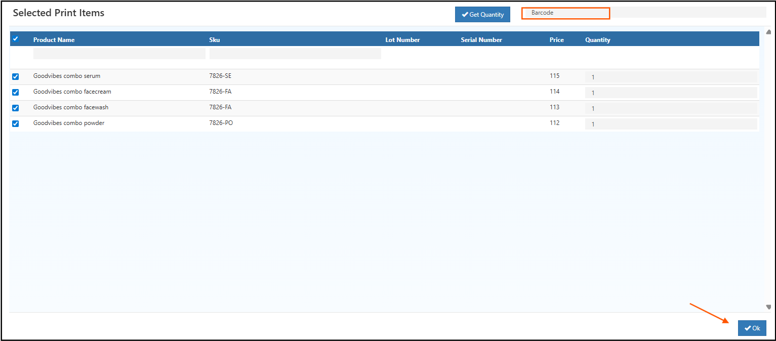 Barcode Printing Option Inside Purchase Voucher